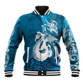 New Zealand Matariki Baseball Jacket Maori Manaia Galaxy Silver Fern Blue Color