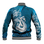 New Zealand Matariki Baseball Jacket Maori Manaia Galaxy Silver Fern Blue Color