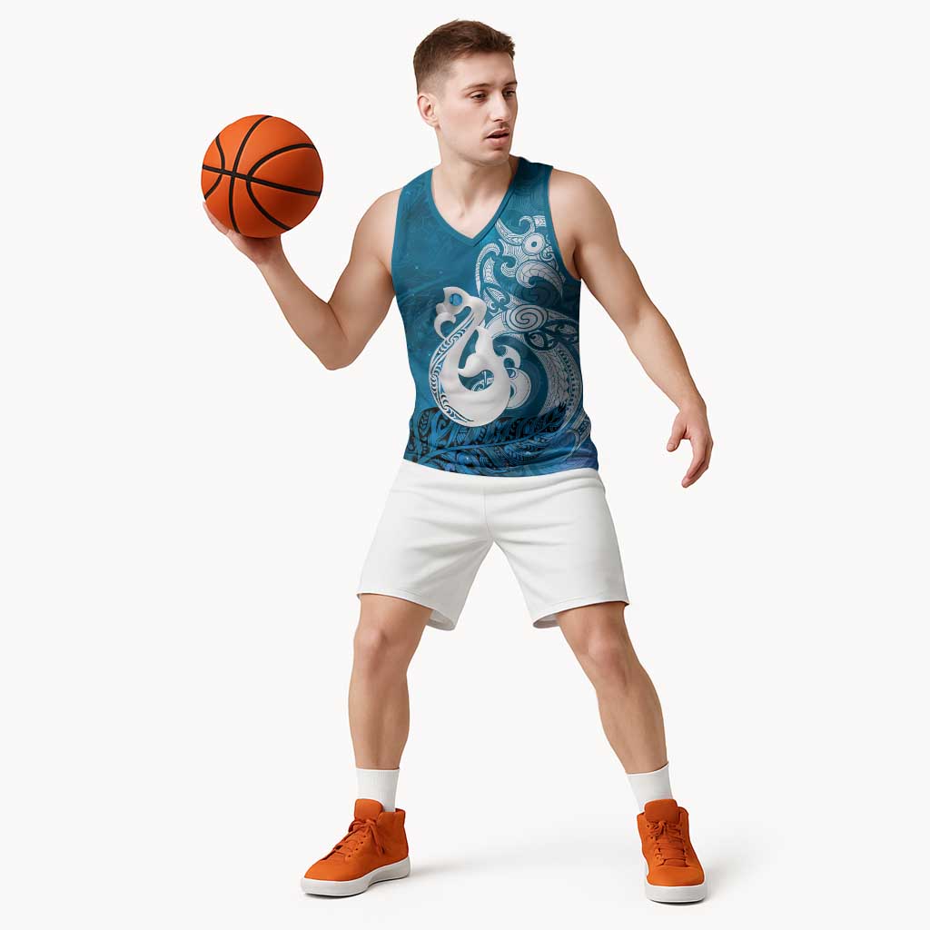 New Zealand Matariki Basketball Jersey Maori Manaia Galaxy Silver Fern Blue Color