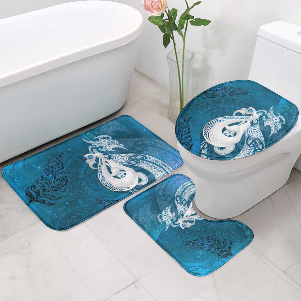 New Zealand Matariki Bathroom Set Maori Manaia Galaxy Silver Fern Blue Color