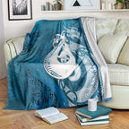 New Zealand Matariki Blanket Maori Manaia Galaxy Silver Fern Blue Color