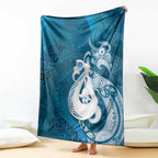 New Zealand Matariki Blanket Maori Manaia Galaxy Silver Fern Blue Color