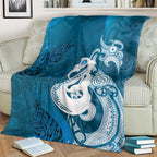 New Zealand Matariki Blanket Maori Manaia Galaxy Silver Fern Blue Color