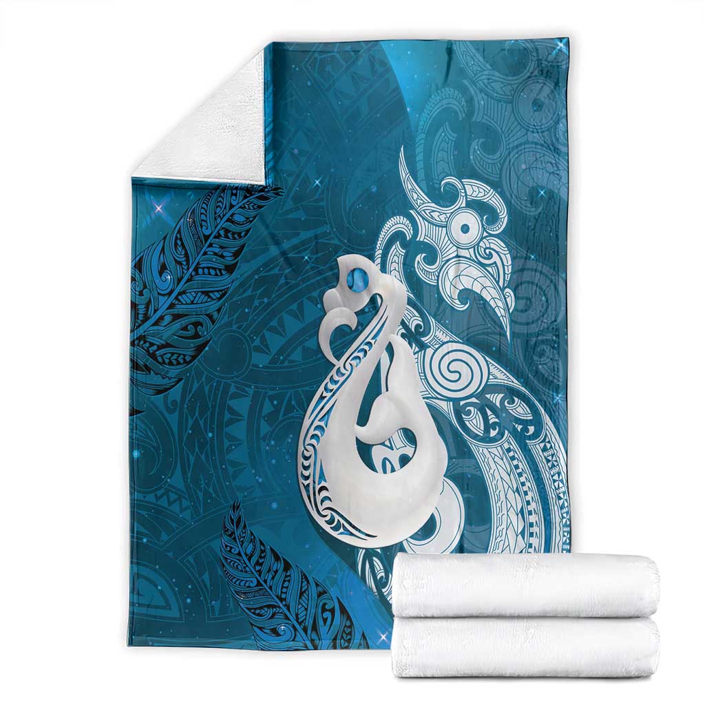 New Zealand Matariki Blanket Maori Manaia Galaxy Silver Fern Blue Color