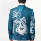New Zealand Matariki Blazer Maori Manaia Galaxy Silver Fern Blue Color