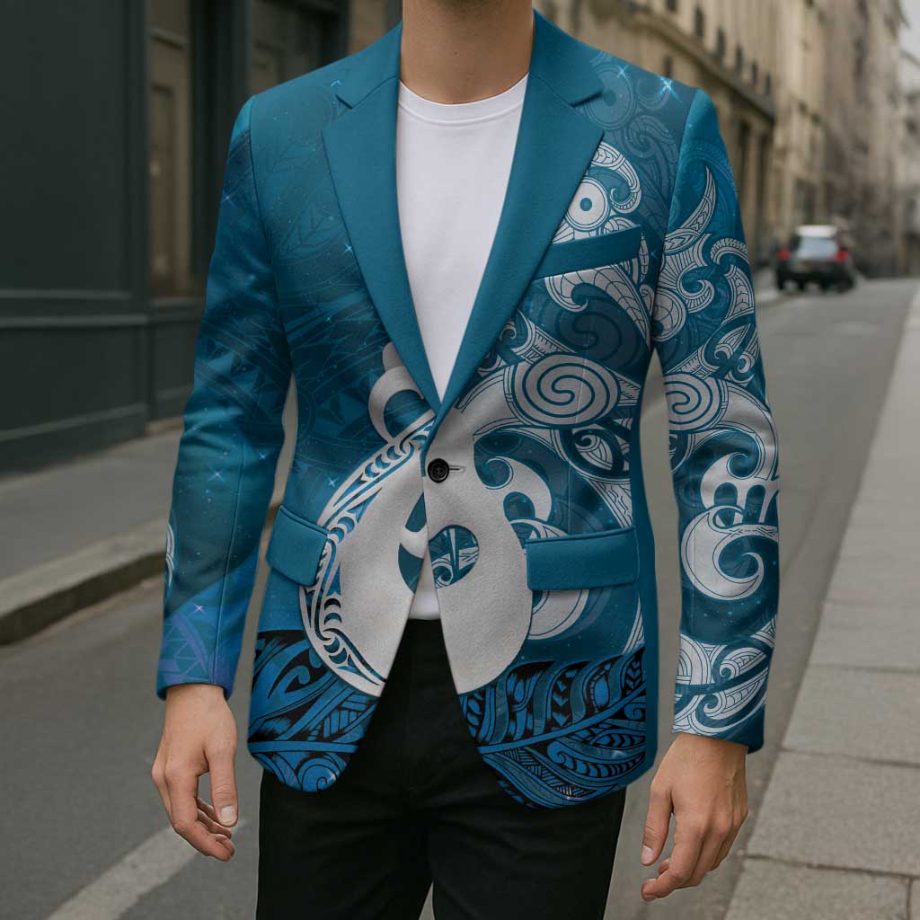 New Zealand Matariki Blazer Maori Manaia Galaxy Silver Fern Blue Color