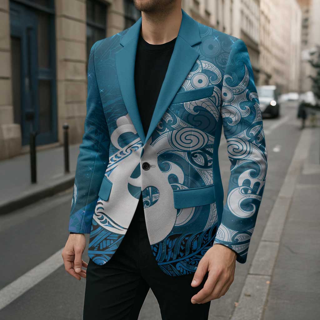 New Zealand Matariki Blazer Maori Manaia Galaxy Silver Fern Blue Color