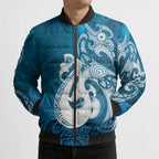 New Zealand Matariki Bomber Puffer Jacket Maori Manaia Galaxy Silver Fern Blue Color