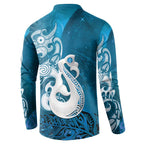 New Zealand Matariki Button Sweatshirt Maori Manaia Galaxy Silver Fern Blue Color