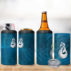 New Zealand Matariki 4 in 1 Can Cooler Tumbler Maori Manaia Galaxy Silver Fern Blue Color