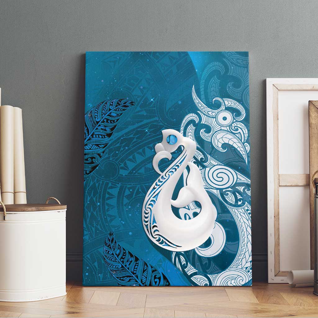 New Zealand Matariki Canvas Wall Art Maori Manaia Galaxy Silver Fern Blue Color