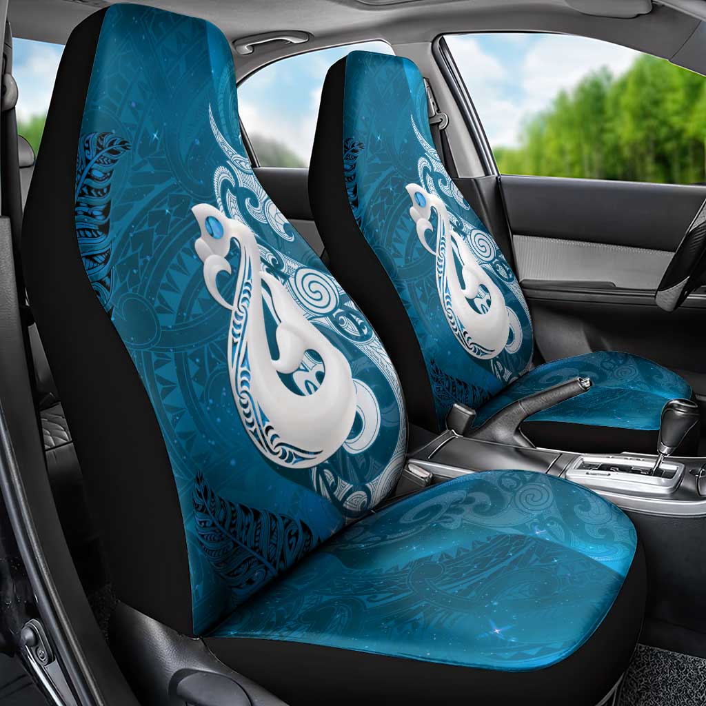 New Zealand Matariki Car Seat Cover Maori Manaia Galaxy Silver Fern Blue Color