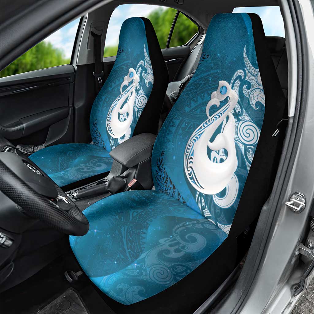 New Zealand Matariki Car Seat Cover Maori Manaia Galaxy Silver Fern Blue Color
