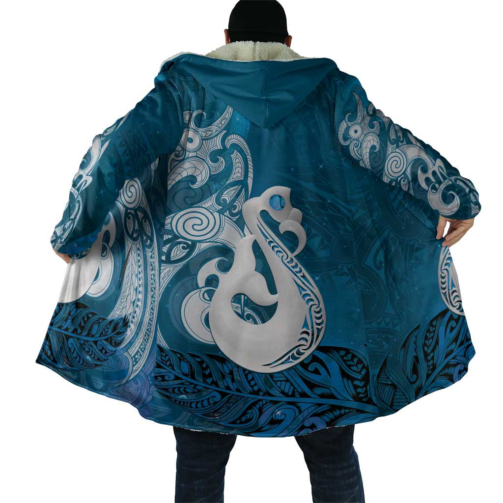 New Zealand Matariki Cloak Maori Manaia Galaxy Silver Fern Blue Color