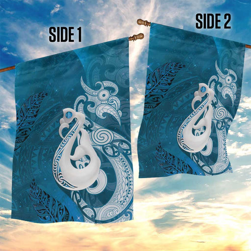 New Zealand Matariki Garden Flag Maori Manaia Galaxy Silver Fern Blue Color