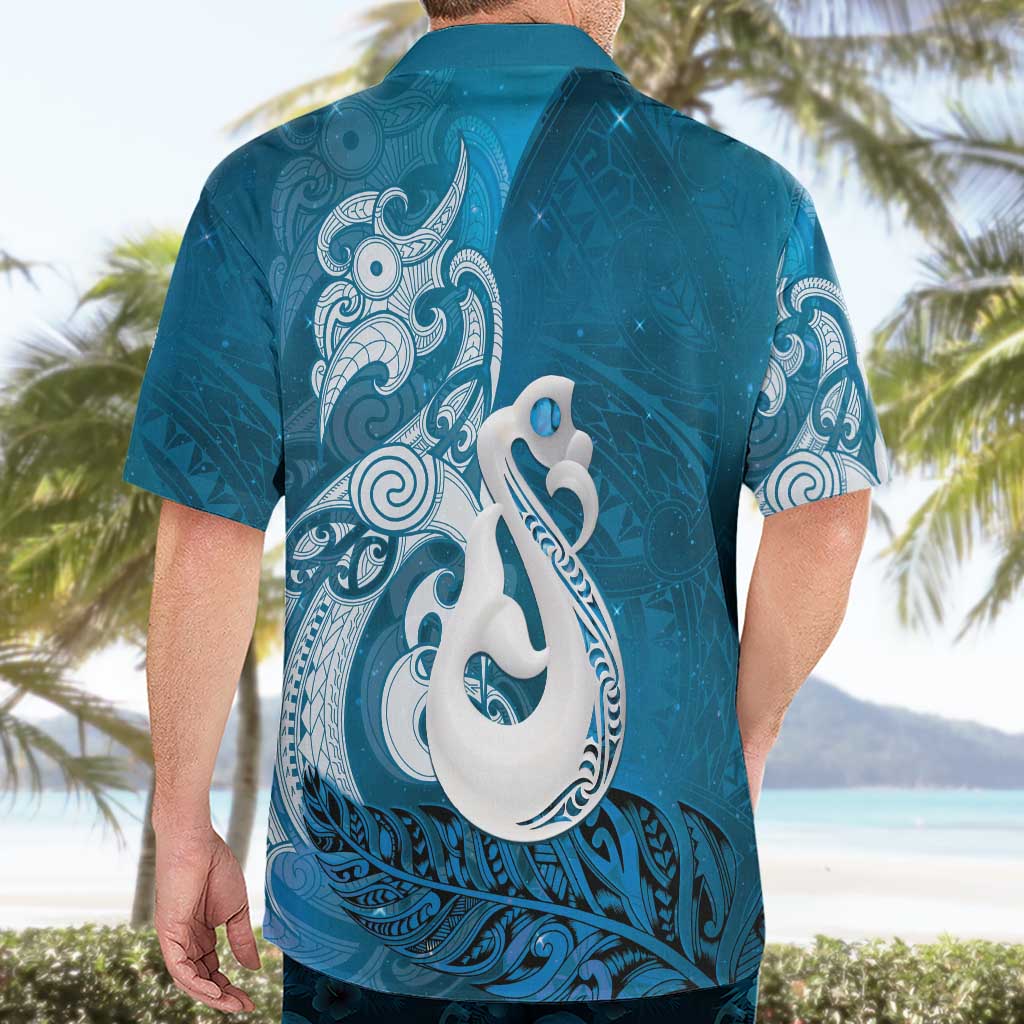 New Zealand Matariki Hawaiian Shirt Maori Manaia Galaxy Silver Fern Blue Color