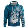 New Zealand Matariki Hoodie Maori Manaia Galaxy Silver Fern Blue Color