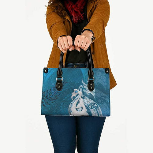 New Zealand Matariki Leather Bag Maori Manaia Galaxy Silver Fern Blue Color