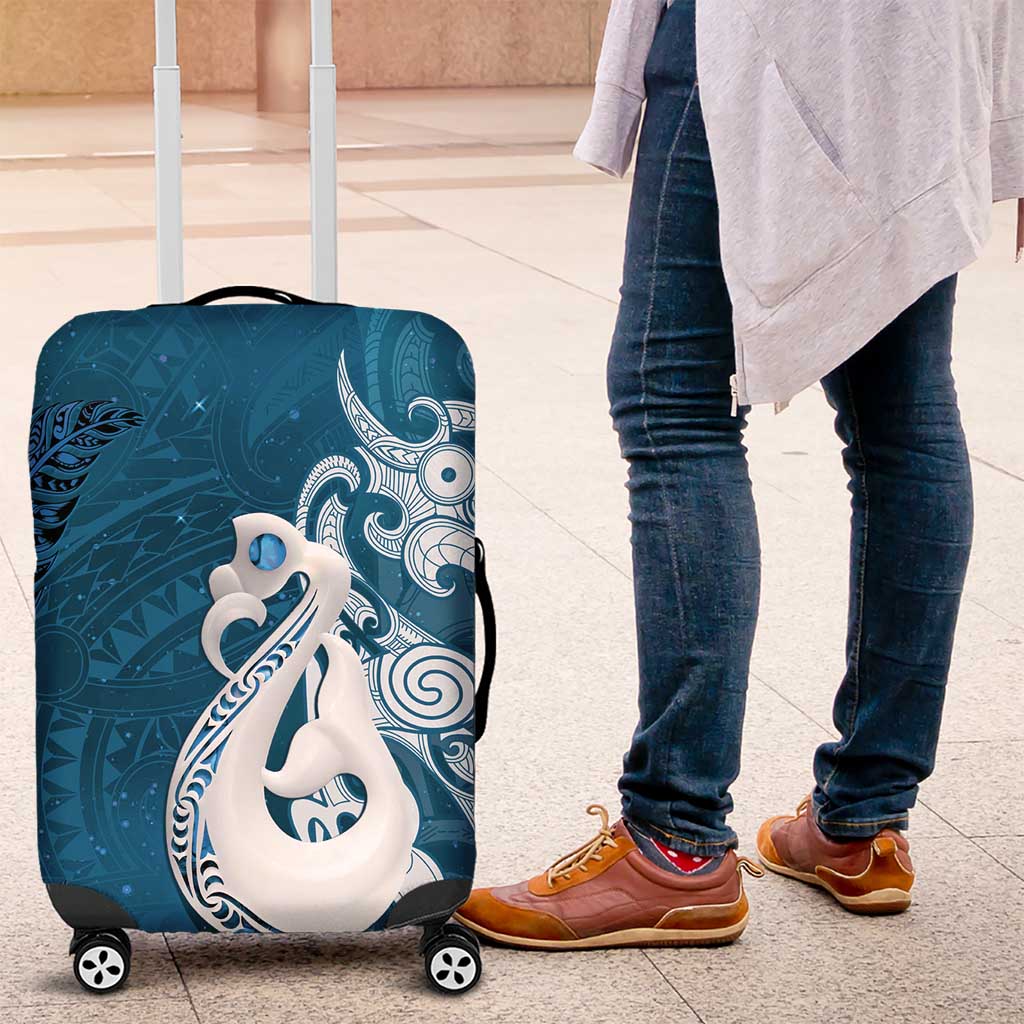 New Zealand Matariki Luggage Cover Maori Manaia Galaxy Silver Fern Blue Color