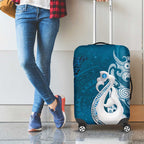 New Zealand Matariki Luggage Cover Maori Manaia Galaxy Silver Fern Blue Color