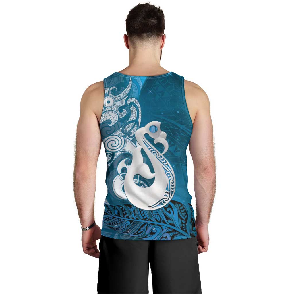 New Zealand Matariki Men Tank Top Maori Manaia Galaxy Silver Fern Blue Color