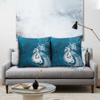 New Zealand Matariki Pillow Cover Maori Manaia Galaxy Silver Fern Blue Color