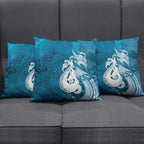 New Zealand Matariki Pillow Cover Maori Manaia Galaxy Silver Fern Blue Color