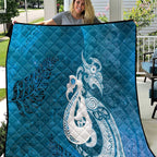 New Zealand Matariki Quilt Maori Manaia Galaxy Silver Fern Blue Color