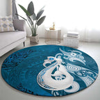 New Zealand Matariki Round Carpet Maori Manaia Galaxy Silver Fern Blue Color
