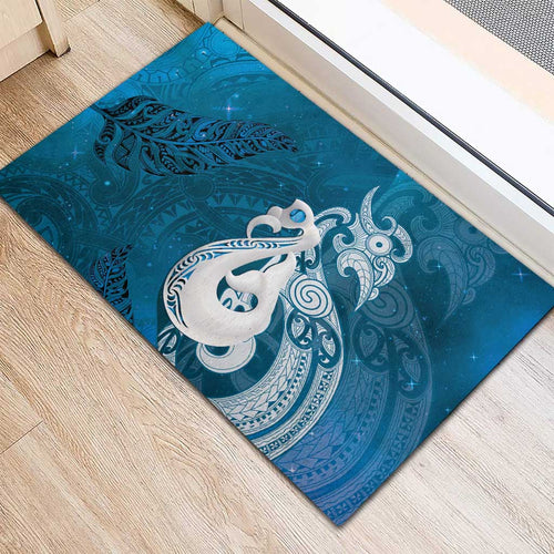 New Zealand Matariki Rubber Doormat Maori Manaia Galaxy Silver Fern Blue Color