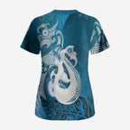 New Zealand Matariki Scrub Top Maori Manaia Galaxy Silver Fern Blue Color