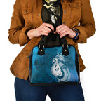 New Zealand Matariki Shoulder Handbag Maori Manaia Galaxy Silver Fern Blue Color