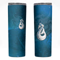 New Zealand Matariki Skinny Tumbler Maori Manaia Galaxy Silver Fern Blue Color