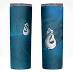 New Zealand Matariki Skinny Tumbler Maori Manaia Galaxy Silver Fern Blue Color