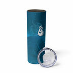 New Zealand Matariki Skinny Tumbler Maori Manaia Galaxy Silver Fern Blue Color