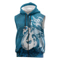 New Zealand Matariki Sleeveless Zip Hoodie Maori Manaia Galaxy Silver Fern Blue Color