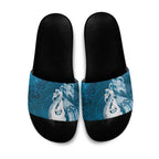 New Zealand Matariki Slide Sandals Maori Manaia Galaxy Silver Fern Blue Color