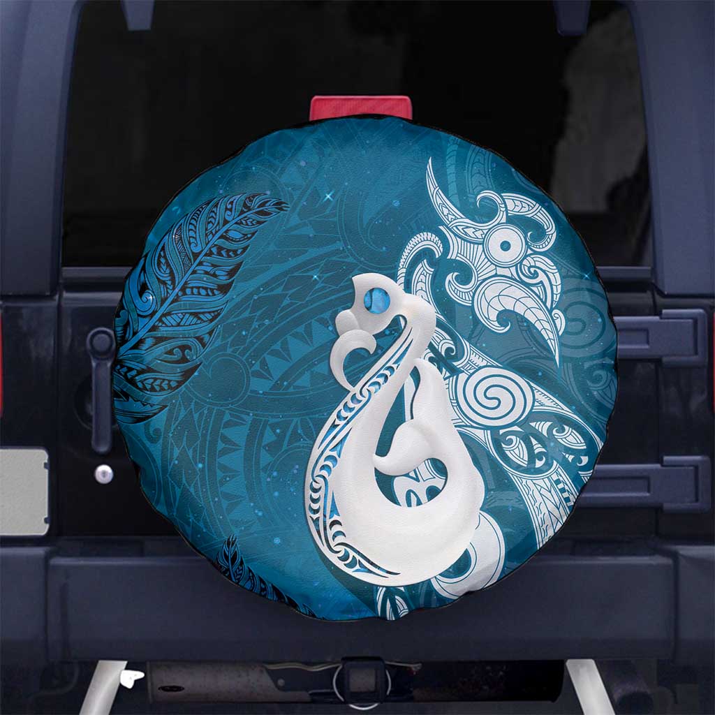 New Zealand Matariki Spare Tire Cover Maori Manaia Galaxy Silver Fern Blue Color