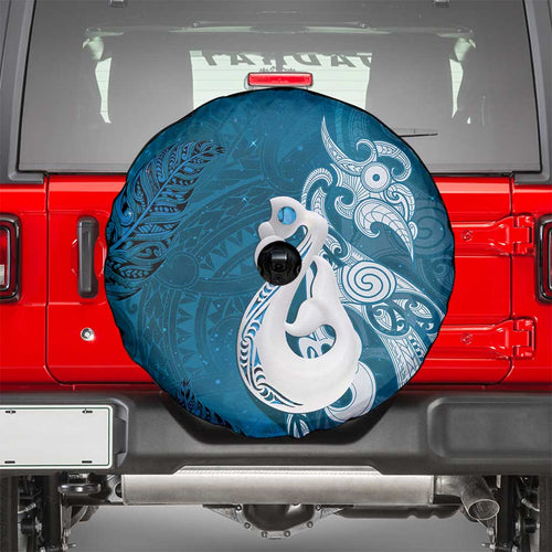 New Zealand Matariki Spare Tire Cover Maori Manaia Galaxy Silver Fern Blue Color