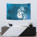 New Zealand Matariki Tapestry Maori Manaia Galaxy Silver Fern Blue Color