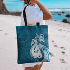 New Zealand Matariki Tote Bag Maori Manaia Galaxy Silver Fern Blue Color