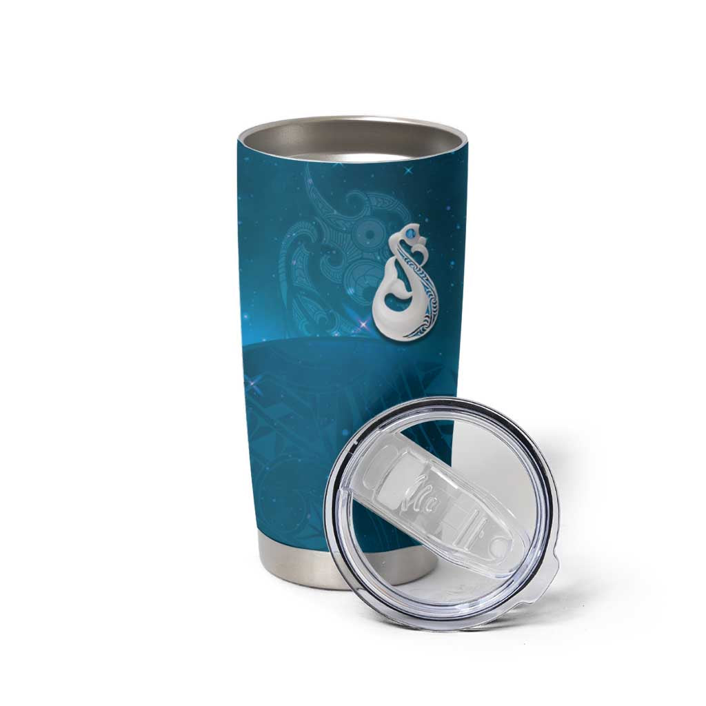New Zealand Matariki Tumbler Cup Maori Manaia Galaxy Silver Fern Blue Color