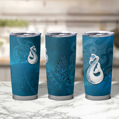 New Zealand Matariki Tumbler Cup Maori Manaia Galaxy Silver Fern Blue Color