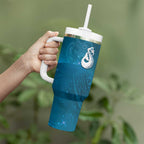 New Zealand Matariki Tumbler With Handle Maori Manaia Galaxy Silver Fern Blue Color