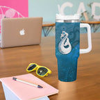 New Zealand Matariki Tumbler With Handle Maori Manaia Galaxy Silver Fern Blue Color
