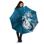 New Zealand Matariki Umbrella Maori Manaia Galaxy Silver Fern Blue Color