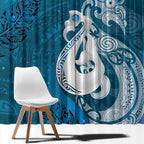 New Zealand Matariki Window Curtain Maori Manaia Galaxy Silver Fern Blue Color