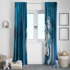 New Zealand Matariki Window Curtain Maori Manaia Galaxy Silver Fern Blue Color