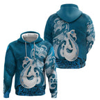New Zealand Matariki Zip Hoodie Maori Manaia Galaxy Silver Fern Blue Color