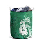 New Zealand Matariki Laundry Basket Maori Manaia Galaxy Silver Fern Green Color